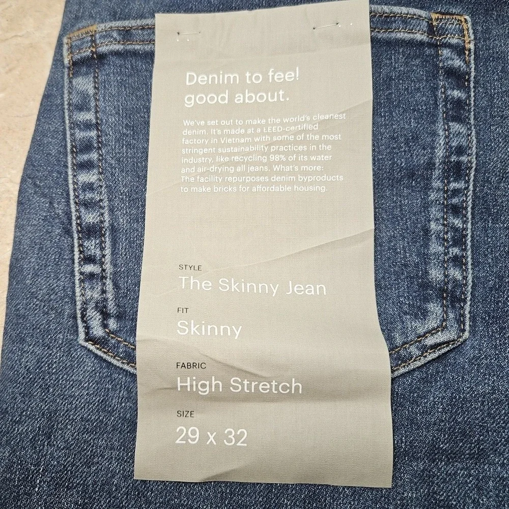 New‎ Everlane The Skinny Jean Men 29x32 Blue Stretch Slim Preppy Normcore Bloke